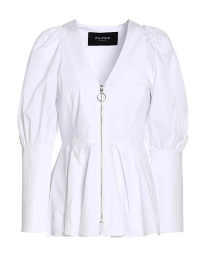 Paper London Solid Color Shirts & Blouses In White