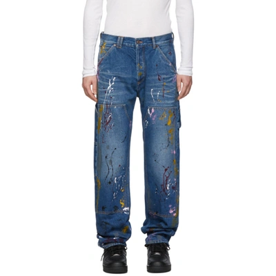 Off-white Painted Distressed Carpenter Jeans In Blue