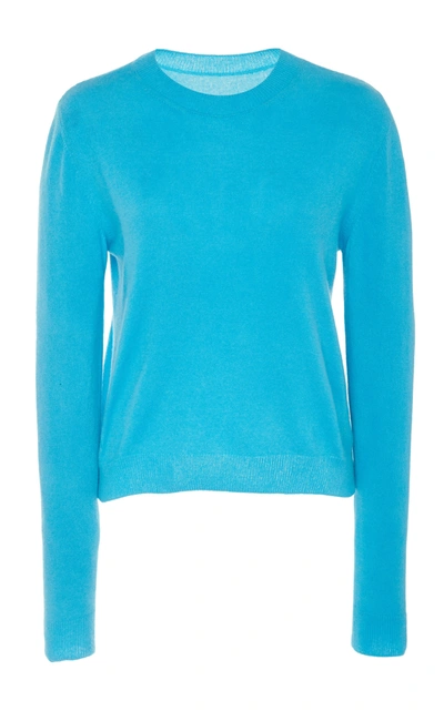 The Elder Statesman Billy Cropped Classic Cashmere Sweater In Blue