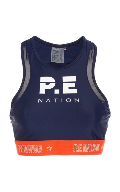 P.e Nation Figure Mesh Detail Sports Bra In Navy