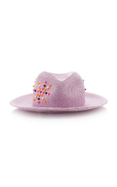 Albertus Swanepoel Exclusive Magriet Embellished Straw Hat In Purple