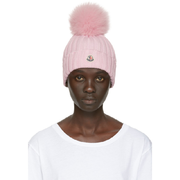 beanie pom pom pink fur In Pink 512  Beanie Moncler Pink ModeSens  Pom Pom Fur Rib