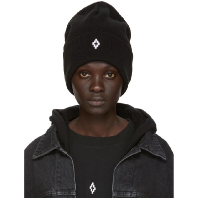 Marcelo Burlon County Of Milan Embroidered Beanie In Black Whit