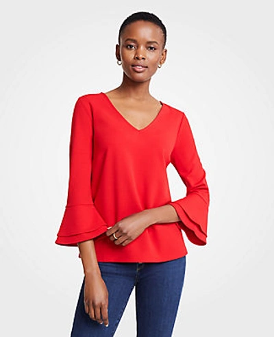 Ann Taylor V-neck Flare Sleeve Top In Jubilee