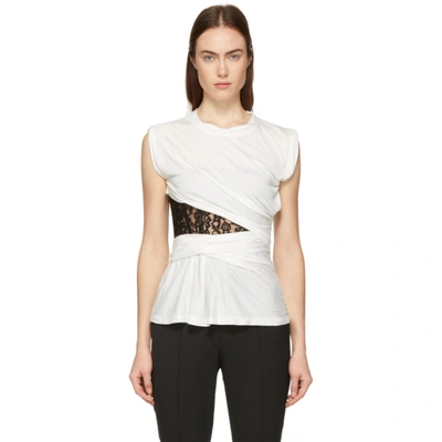 Alexander Wang Lace-insert Gathered Modal Top In White