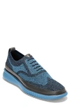 Cole Haan 2.zerogrand Stitchlite Water Resistant Wingtip In Blueberry Knit