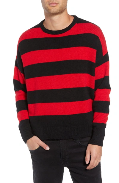 The Kooples Striped Crewneck Sweater In Red/ Black