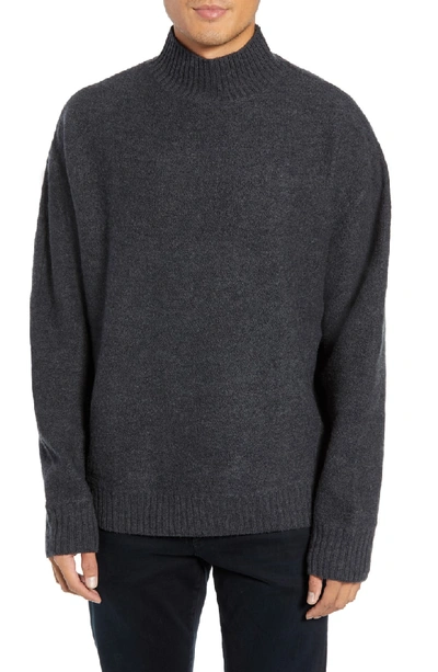 Hope Bold Funnel Neck Wool Sweater In Grey Melange