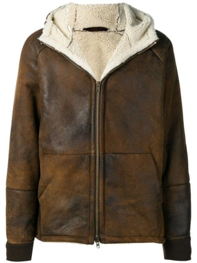 Salvatore Santoro Hooded Shearling Jacket In Brown