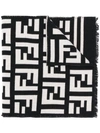 Fendi Ff Logo Mosaic Scarf In Black