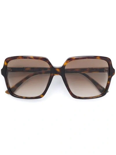 Gucci Oversized Sunglasses In Brown