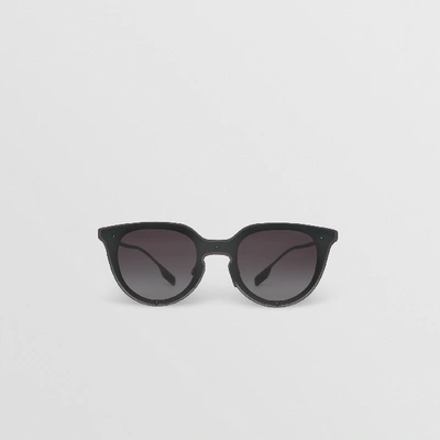 Burberry Keyhole Round Frame Shield Sunglasses In Black ModeSens