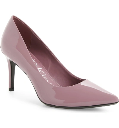 Calvin Klein 'gayle' Pointy Toe Pump In Amethyst Patent Leather