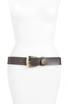 Michael Michael Kors Calfskin Leather Belt In Chocolate
