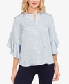 Vince Camuto Ruffle Bell Sleeve Top In Northern Light