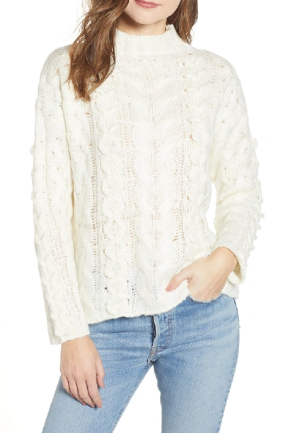 Moon River Braided Cable Knit Sweater In Ivory