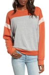 Project Social T Rewind Colorblock Sweatshirt In Heather Grey/ Serrano