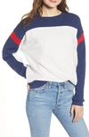 Project Social T Rewind Colorblock Sweatshirt In Ivory/ Navy/ Red