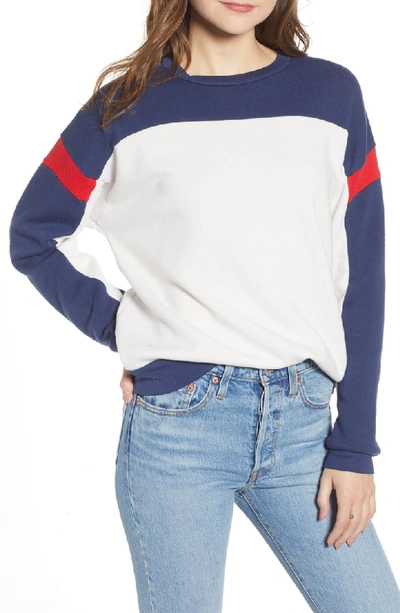 Project Social T Rewind Colorblock Sweatshirt In Ivory/ Navy/ Red
