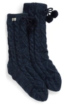 Ugg Pompom Fleece Lined Socks In Navy