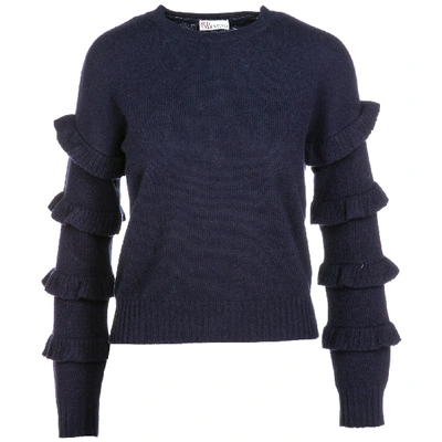 Red Valentino Women's Jumper Sweater Crew Neck Round In Blue