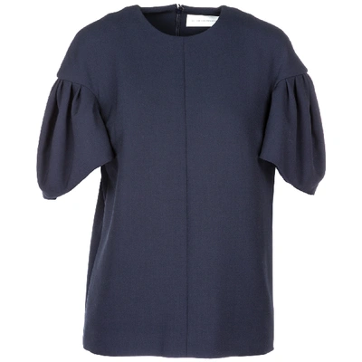 Victoria Beckham Women's T-shirt Short Sleeve Crew Neck Round In Blue