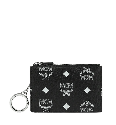 Mcm Key Pouch In White Logo Visetos In White Logo Black