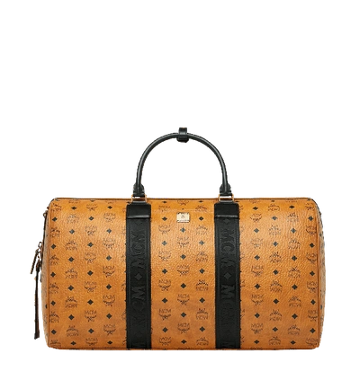 Mcm Visetos Traveler Weekender Duffel Bag In Cognac