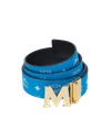 Mcm M Reversible Belt 1.75" In White Logo Visetos In T. Blue