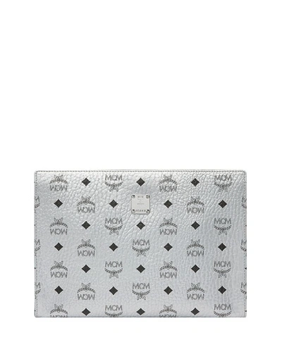 Mcm Visetos Original Pouch Clutch Bag In Silver