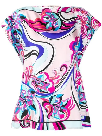 Emilio Pucci Merida Print Silk Blouse In Pink