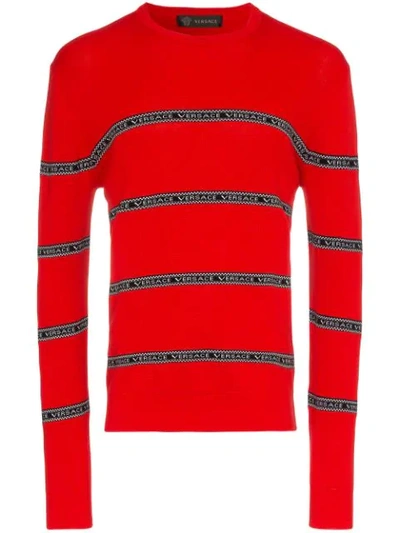 Versace Pullover Mit Streifen In Red
