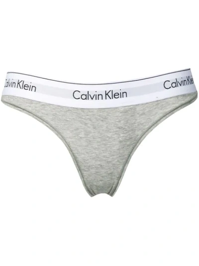 Calvin Klein Underwear Logo Band Thong In Grey