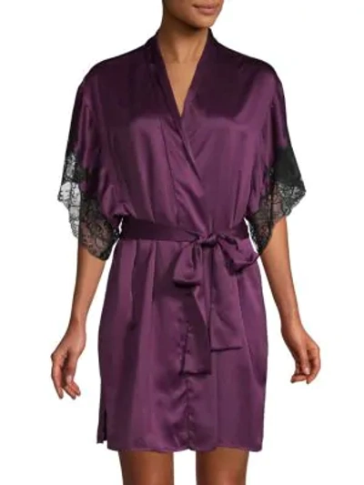 Natori Lace-trimmed Robe In Purple