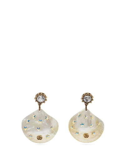 Gucci Gg Mother-of-pearl Drop Earrings In White