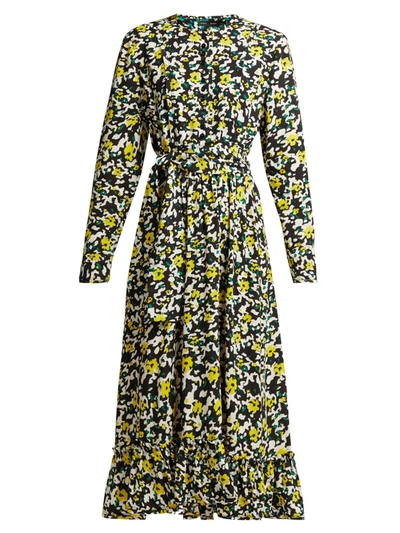 Proenza Schouler Floral-print Crepe Midi Dress In Yellow
