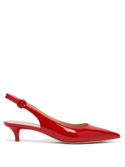 Gianvito Rossi Anna 55 Patent-leather Slingback Pumps In Red