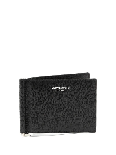 Saint Laurent Logo-print Bi-fold Leather Wallet In Black