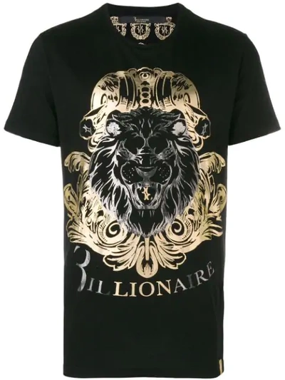 Billionaire Leonardo Metallic Print T-shirt In Black