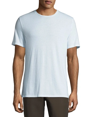 Vince Men's Feeder Stripe T-shirt In White/light Blue