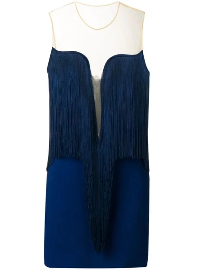 Stella Mccartney Women's Gisele Stretch Cady Sleeveless Fringe Dress In Blue