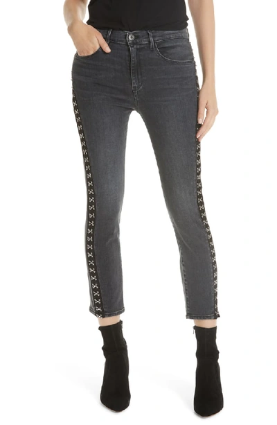 3x1 Corset Slim Cropped Jeans With Hook-and-eye Trim In Edda