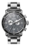 Shinola Runwell Sport Chronograph Stainless Steel Bracelet- Strap Watch In Grey