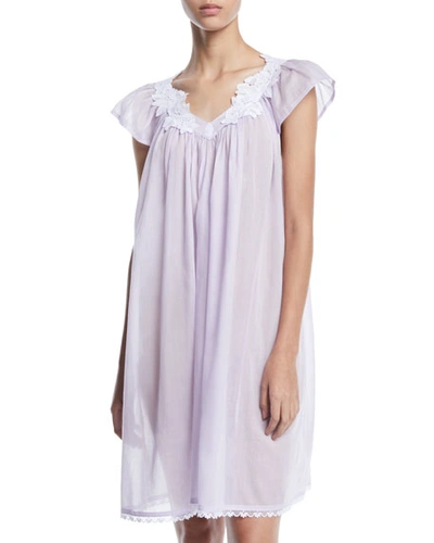 Celestine Nirwana Cap-sleeve Babydoll Nightgown In Lavender