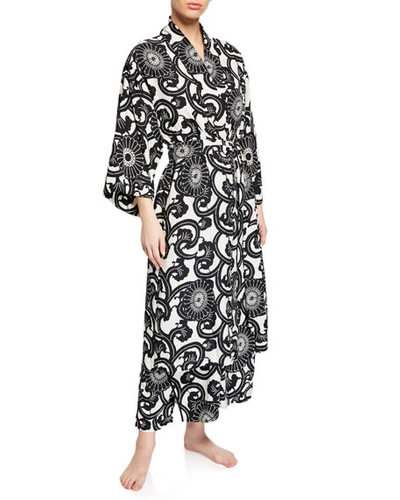 Natori Silk Road Long-sleeve Robe In Multi Pattern