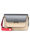 Marni Small Trunk Colorblock Leather Shoulder Bag - Beige In Light Camel/ Black/ Red