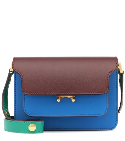 Marni Small Trunk Colorblock Leather Shoulder Bag - Blue In Brown