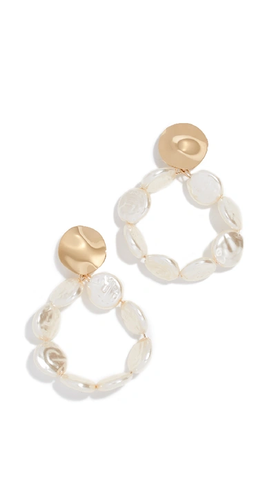 Reliquia Flat Imitation Pearl String Earrings In Gold/pearl