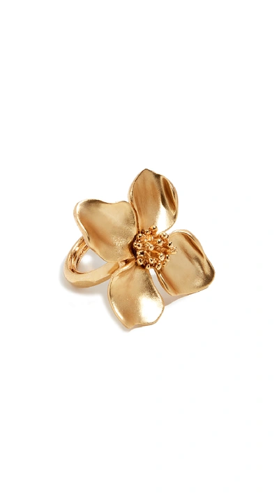 Oscar De La Renta Flower Ring In Gold