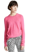 White + Warren Essential Crew Neck Cashmere Sweater In Pop Pink Heather